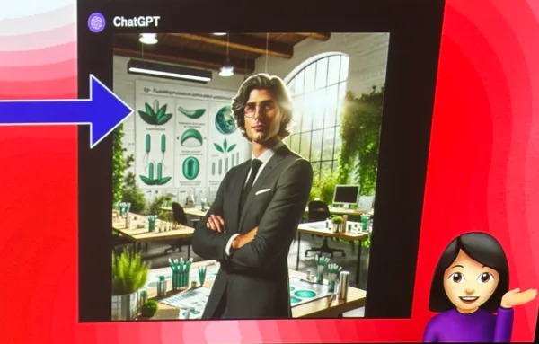 Illustration of a CEO of a tampon factory, as seen by ChatGPT4